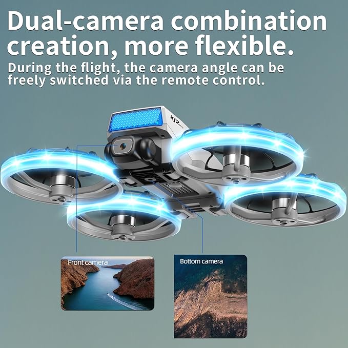Foldable RC Drone with 1K HD Camera, Upgraded Foldable Remote with Detachable Lanyard, 2 Batteries & Carry Case - Safe Propeller Guard, 3D Flips, One-Key Takeoff/Landing, Ideal Gift for Beginners and Adults