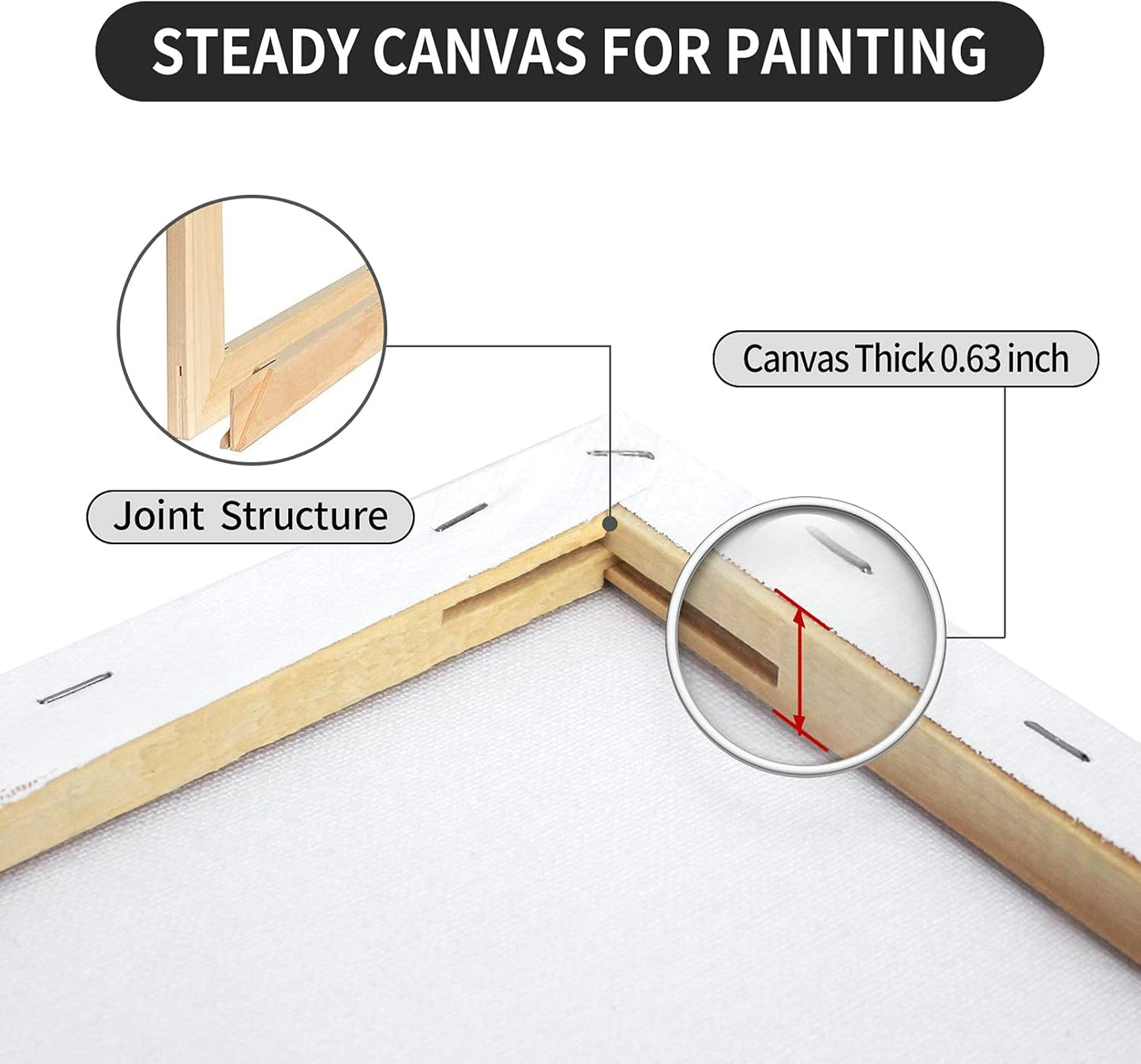 Pre Stretched Canvases for Painting 24x36 2 Pack Large Blank Canvas Boards for Acrylic Pouring and Oil Painting, 100% Cotton, 5-Time Gesso Primed