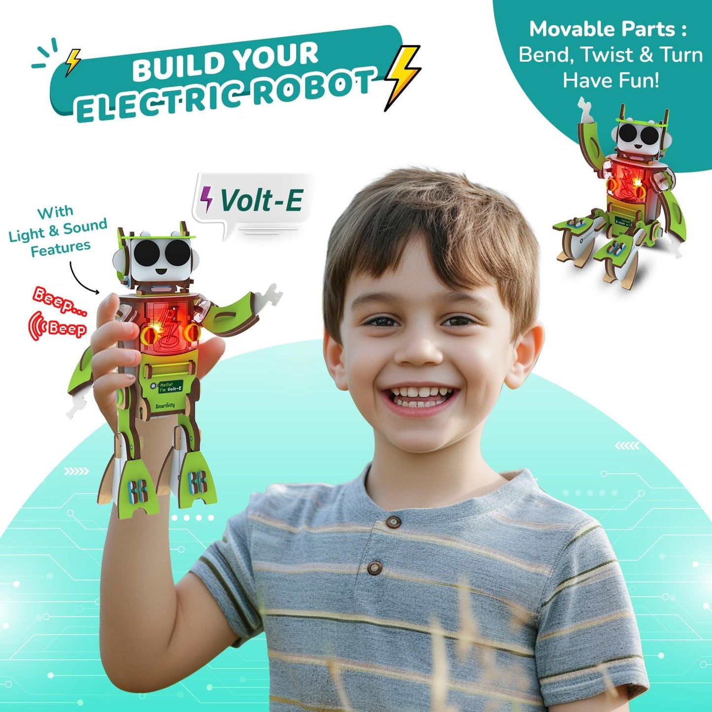 Smartivity Electro Play Lab for Kids Ages 8, 9, 10, 11, 12, 13, 14 Years Old I Electricity Kit with 9 Circuits Experiements & DIY Robot | STEM Science Project Kit | Birthday Gift for Boys & Girls
