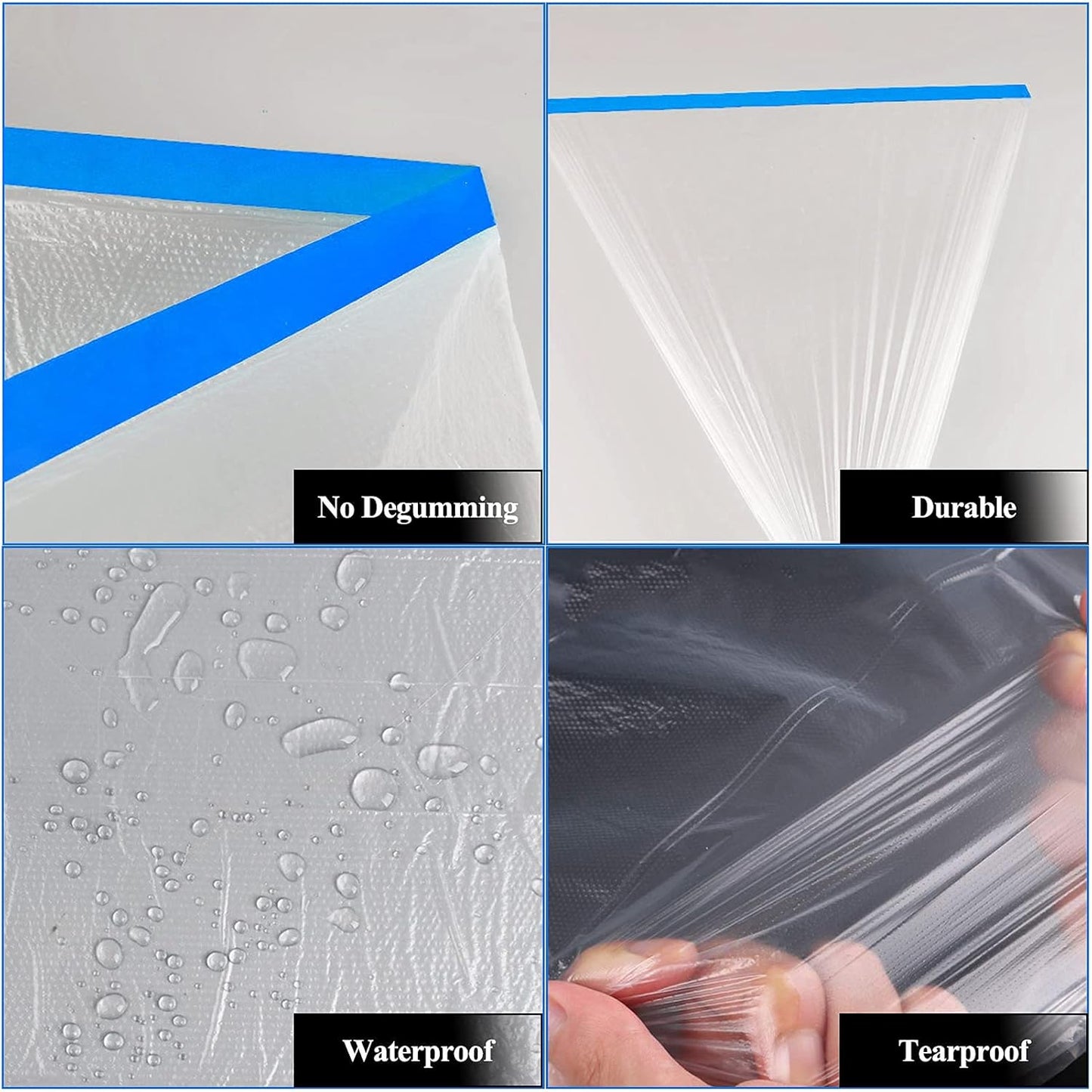 VECOPE 3-Piece Set,Pre- Masking Film Protection Covering Cloth Tape | for Automotive Covering Painting Paint Masking (8-Feet X 65-Feet)