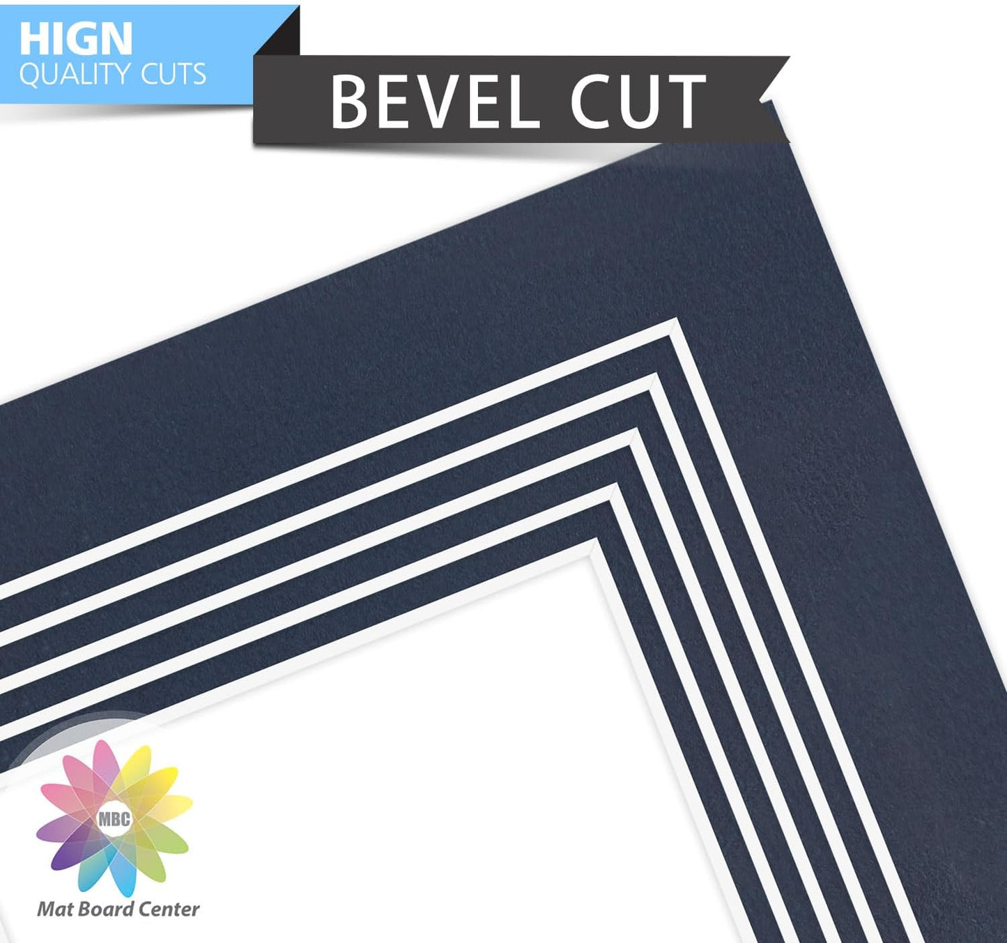 Mat Board Center, Pack of 10, 5x7 for 4x6 Dignity Blue Color Mats - Bevel Cut, Acid Free, 4-ply Thickness, White Core - for Pictures, Photos, Framing