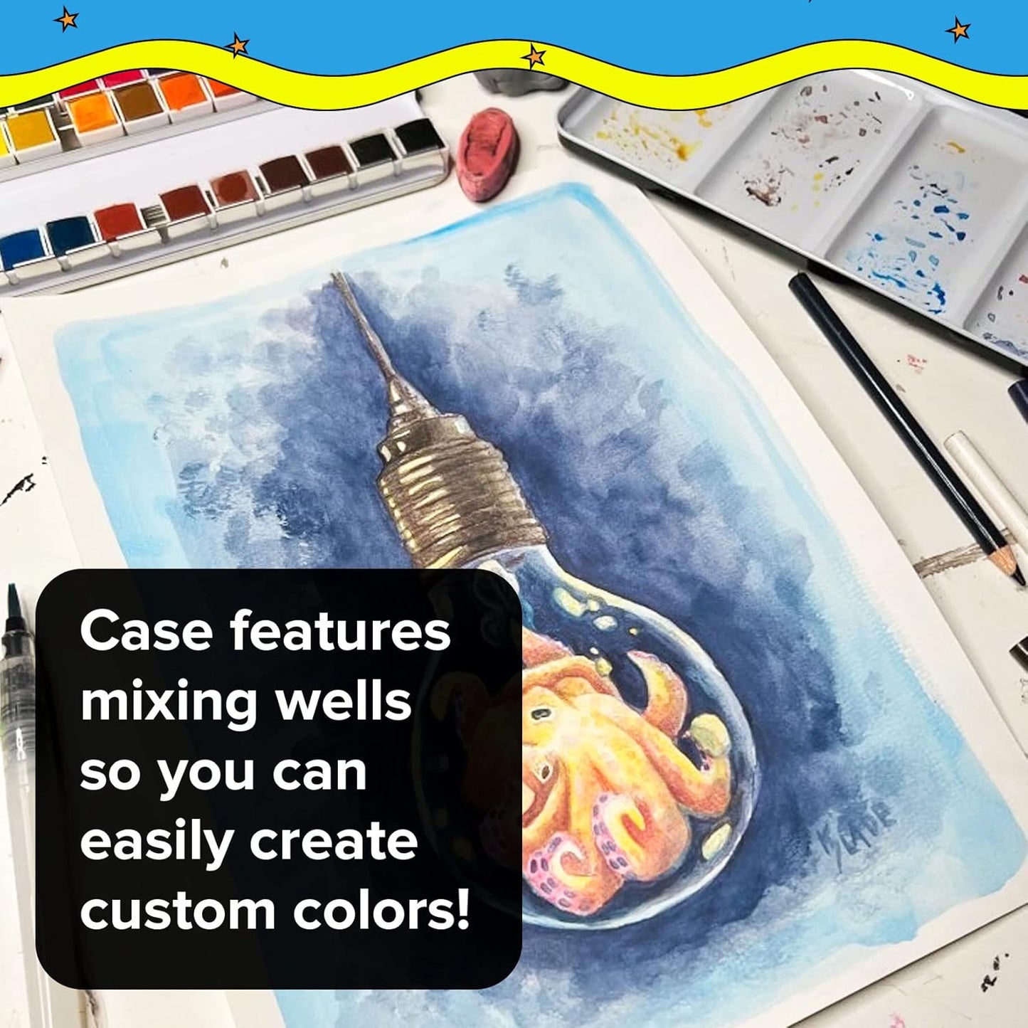 Professional Watercolor Paint Set, 36 Water Colors for Adults, Painting Kit with Palette and Brush Pen, Portable Watercolor Paints for Travel and Art Projects