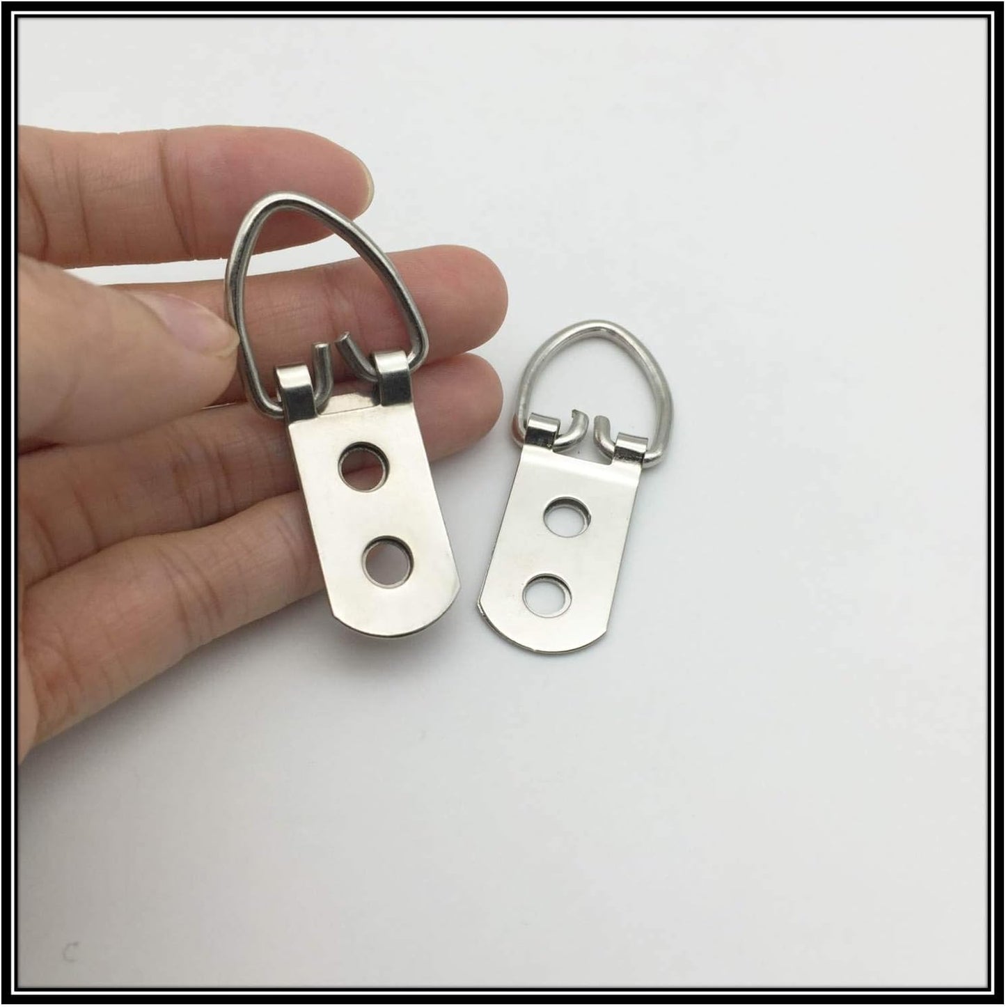 20 Pack D-Ring Steel Picture Hangers Heavy Duty with Screws Picture Frames Double Holes Clasp Picture Hang Solutions, for Hanging Clock Paintings Artwork Picture Frame Hook Photos Mirrors