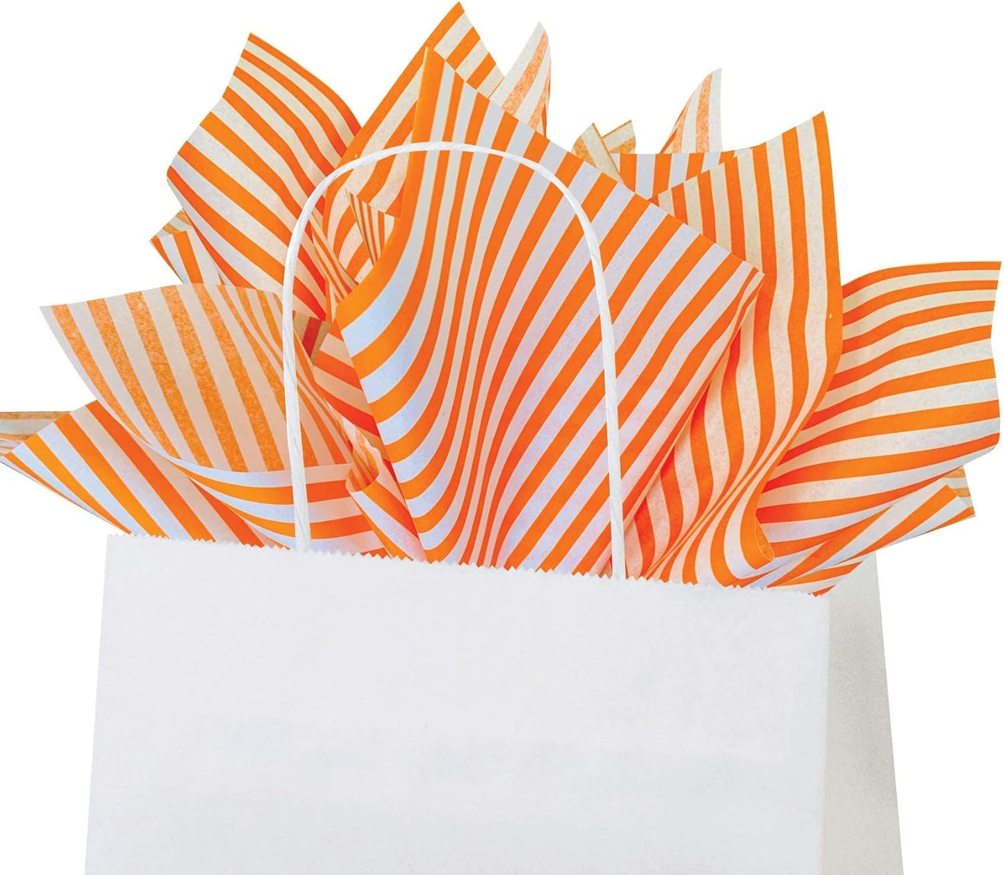 Flexicore Packaging Orange Pin Stripe Print Gift Wrap Tissue Paper Size: 15 Inch X 20 Inch | Count: 100 Sheets | Color: Orange Pin Stripe