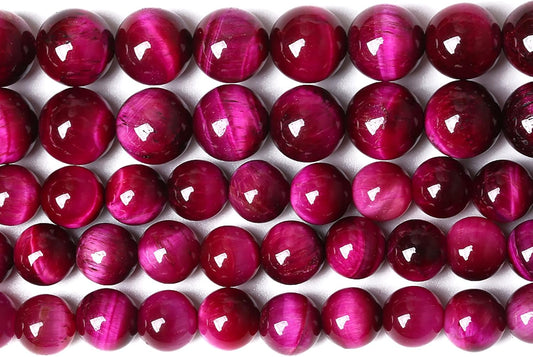 72PCS 8mm Rose Red Tiger Eye Gemstone Loose Beads Natural Round Loose Stone Beads for Jewelry Making DIY Bracelet Necklace Earrings 2 Strand 32"