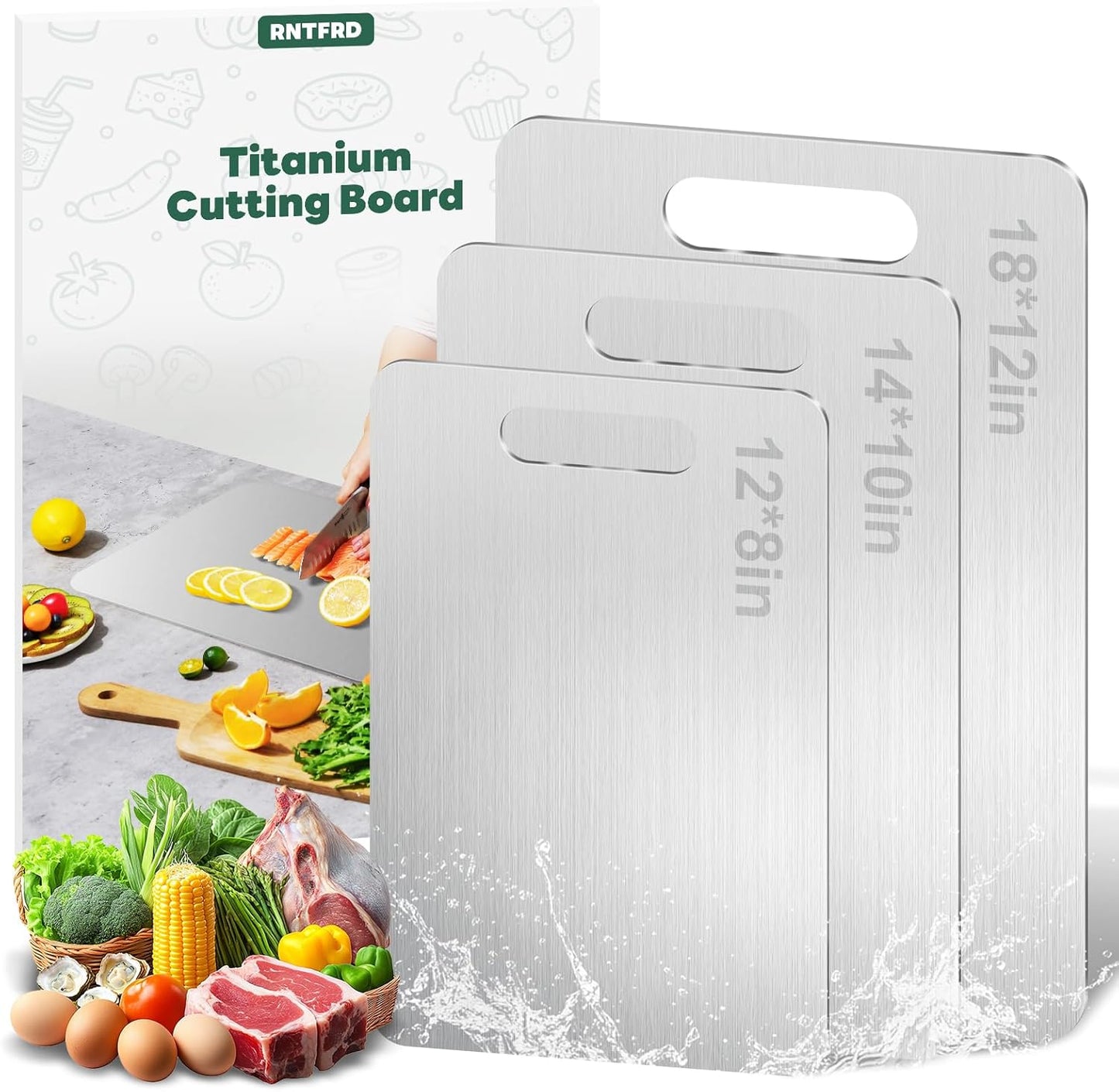 Titanium Cutting Board Set of 3,Premium Non-Slip,Food-Grade,Knife-Friendly Chopping Boards,Lightweight,Durable,Dishwasher Safe,Ideal for Meat Vegetables Fruits,Kitchen and Camping Essentials (3)