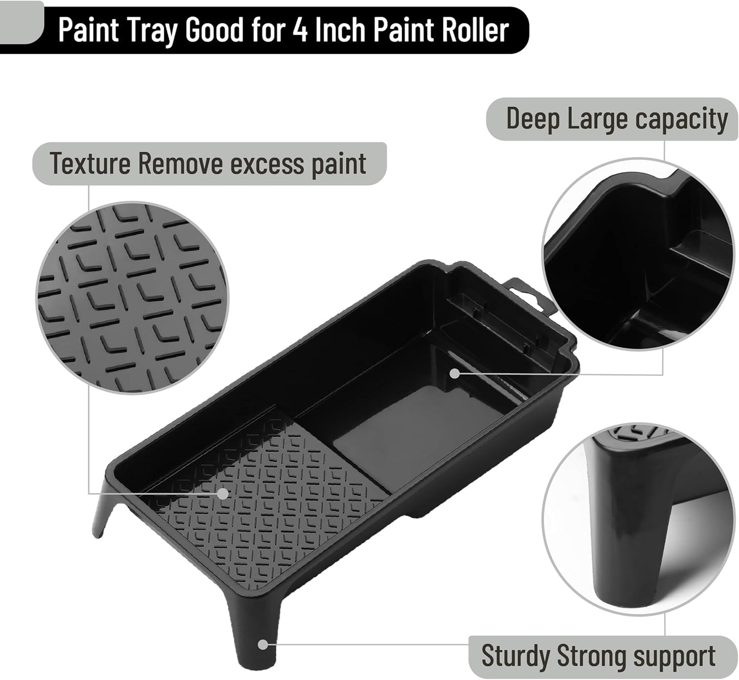 Bates- 4 Inch Paint Tray Set, 22 pcs, 1x 4 Inch Paint Roller Tray, 20x Disposable Plastic Liners & 1x Roller Frame