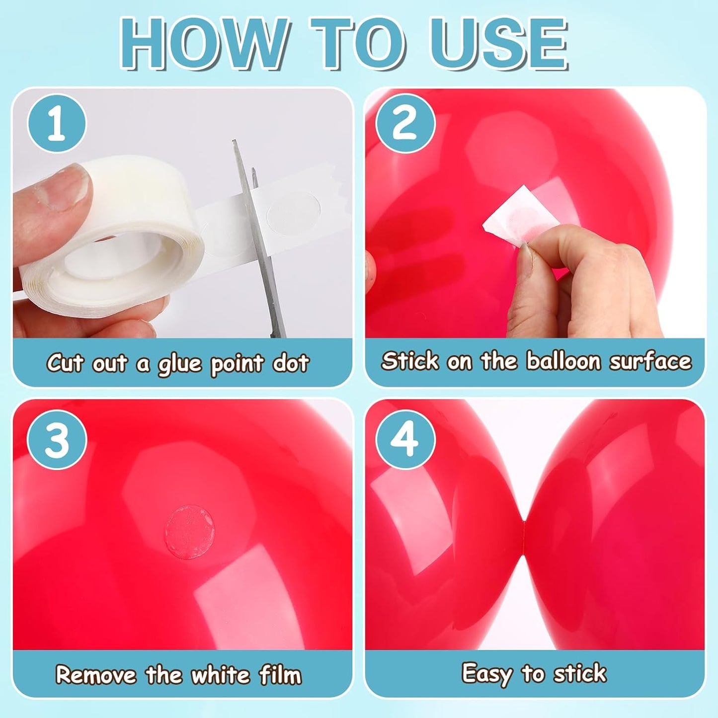 UPINS Glue Points Dots, 800Pcs Balloon Glue Adhesive Dots Double Sided Removable Glue Tape Dots for Balloons Crafts Decoration, 6 mm, 10 mm, 15 mm