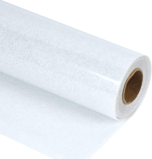 guangyintong Glitter White Heat Transfer Vinyl HTV Rolls, 12" x 8ft Iron on Vinyl for T Shirts Glitter White HTV Vinyl for All Cutter Machines Easy to Cut & Weed for Heat Vinyl Design