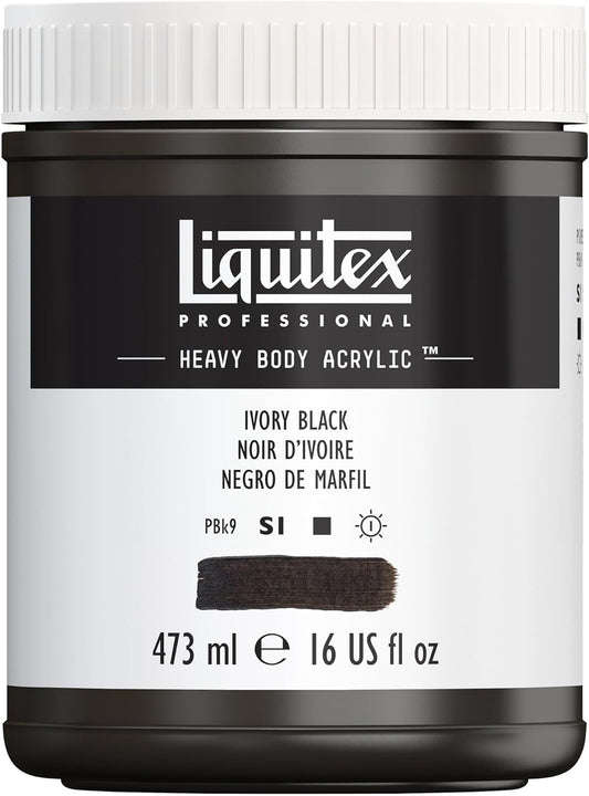Liquitex Professional Heavy Body Acrylic Paint, 16-oz (473ml) Pot, Ivory Black