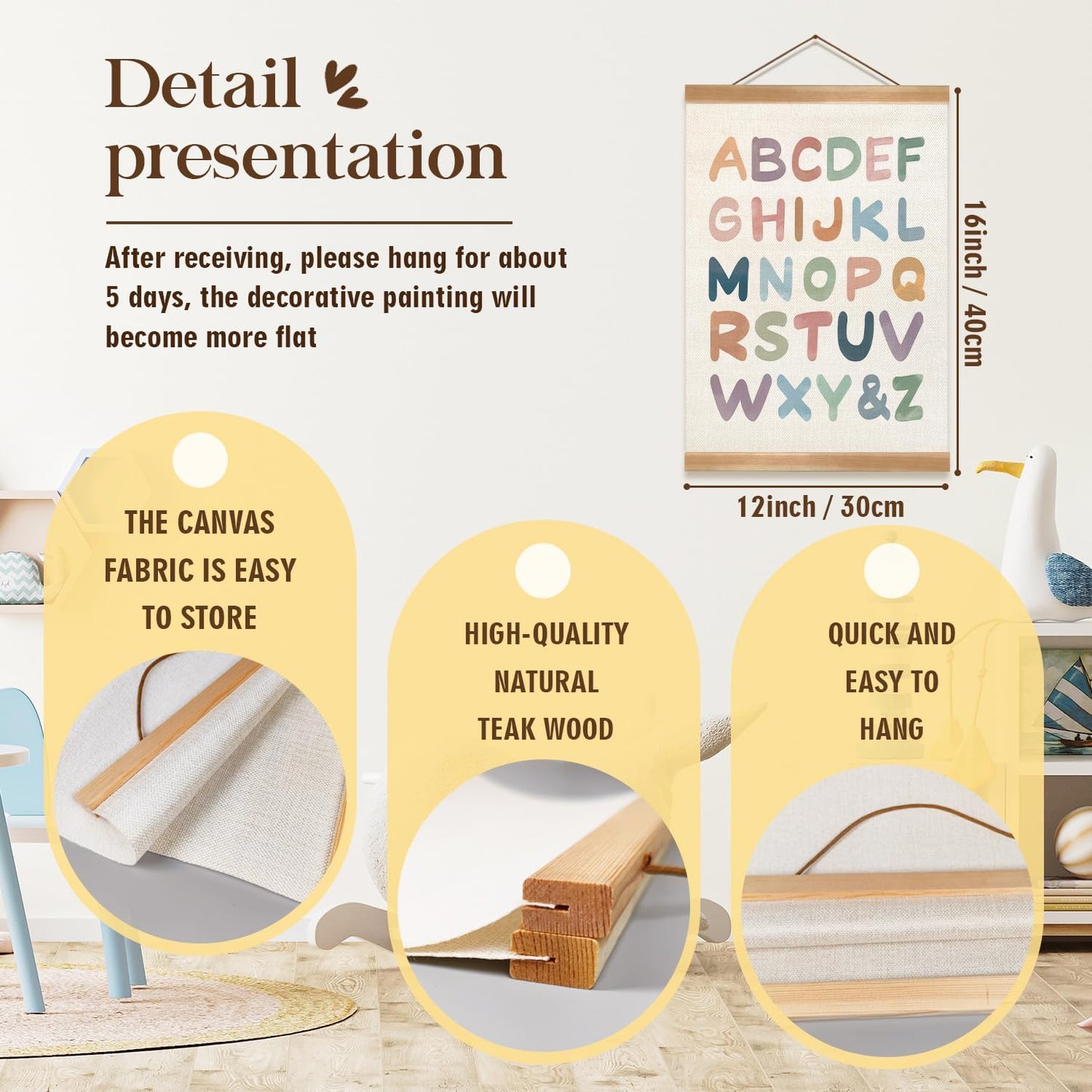 ZTGDA Alphabet Numbers Poster Set of 2, Alphabet Numbers Wall Art Poster, ABC Banner Poster, Numbers Banner Wall Hanging Decor for Toddler Room Playroom Nursery Wall Classroom Decor (12x16inch 123)