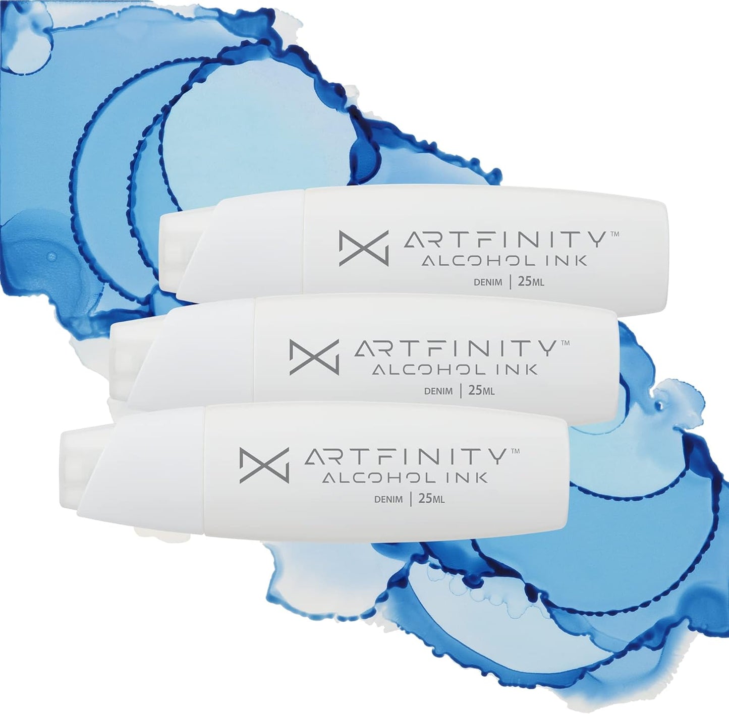 Alcohol Inks 3 Pack - Vibrant, Professional, Dye-Based Alcohol Inks for Artfinity Alcohol Markers, Artists, Drawing, & More! - Denim B6-4
