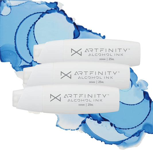Alcohol Inks 3 Pack - Vibrant, Professional, Dye-Based Alcohol Inks for Artfinity Alcohol Markers, Artists, Drawing, & More! - Denim B6-4