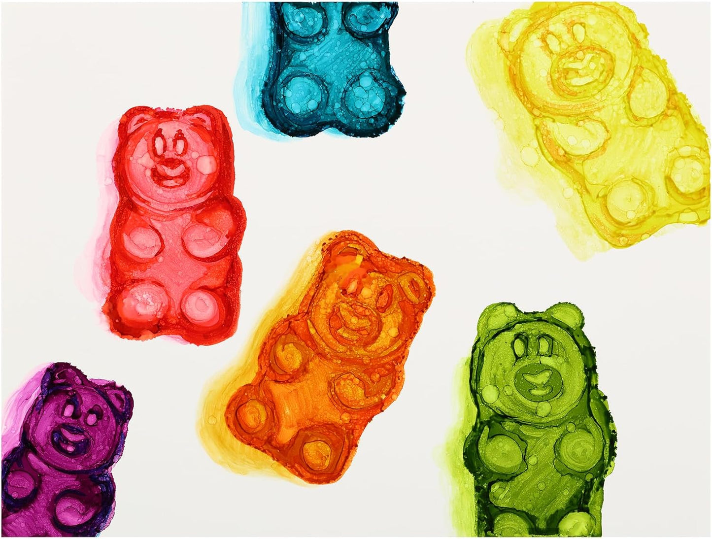 Artfinity Alcohol Ink Sweet Tooth Set of 10 Colors (25 ml) with Free Acrylic Stand - for Painting or Alcohol Marker Refill Ink, Acid-Free, Fast-Drying, Permanent, Transparent, Swatch Template