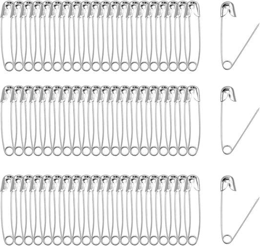 200 PCS 32mm / 1.3 Inch Heavy Duty Quilting Pins, Medium Safety Pins Bulk, Silver Metal Sewing Pins, Sharp Safety Pins for DIY Crafts Jewelry Making Baby Clothing (Nickel Plated)