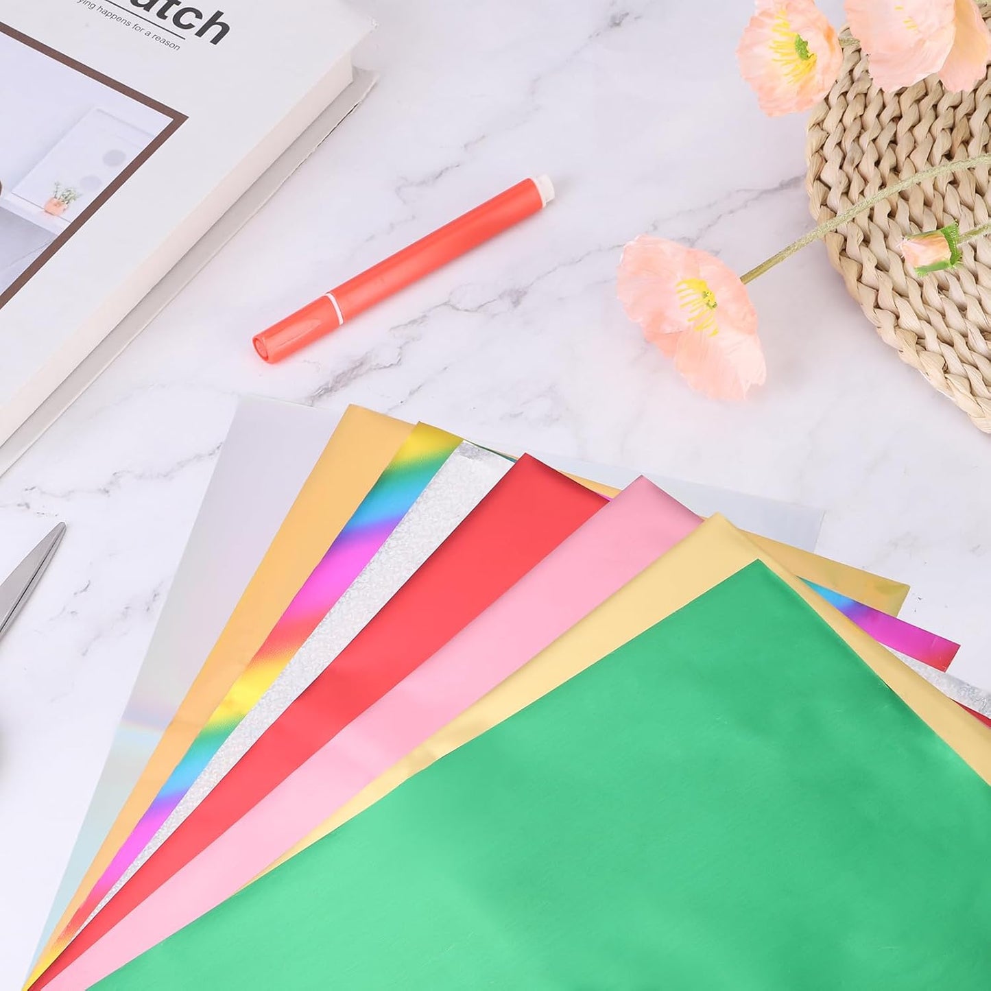 MECCANIXITY 50 Pack Toner Reactive Foil ,Deco Foil Transfer Sheets 8.5"x11" A4 Hot Foil Paper for Laser Printer Scrapbooking Heat Transfer DIY Craft,Green