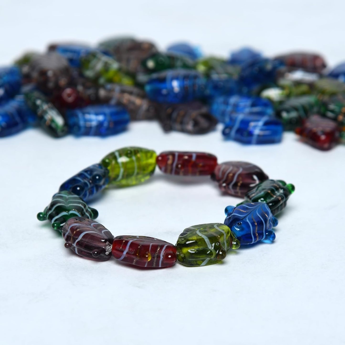 2/3 LB Bag of Assorted Glass Fish Beads for Jewelry Making, Lampwork Murano Bead Mix for Bracelets and Necklaces, Crafting Beads Supplies Kit, Large & Small Beads (Fish Mix)