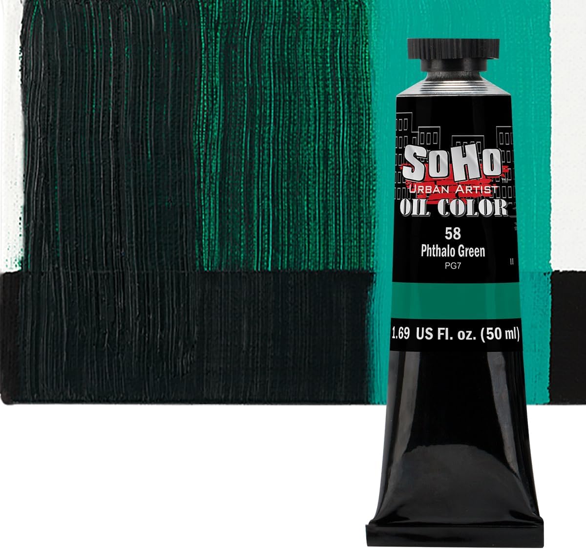 Soho Urban Artist Oil Paint - Phthalo Green, 50 ml Tube - Best Valued Oil Colors for Painting, Excellent Pigment Load