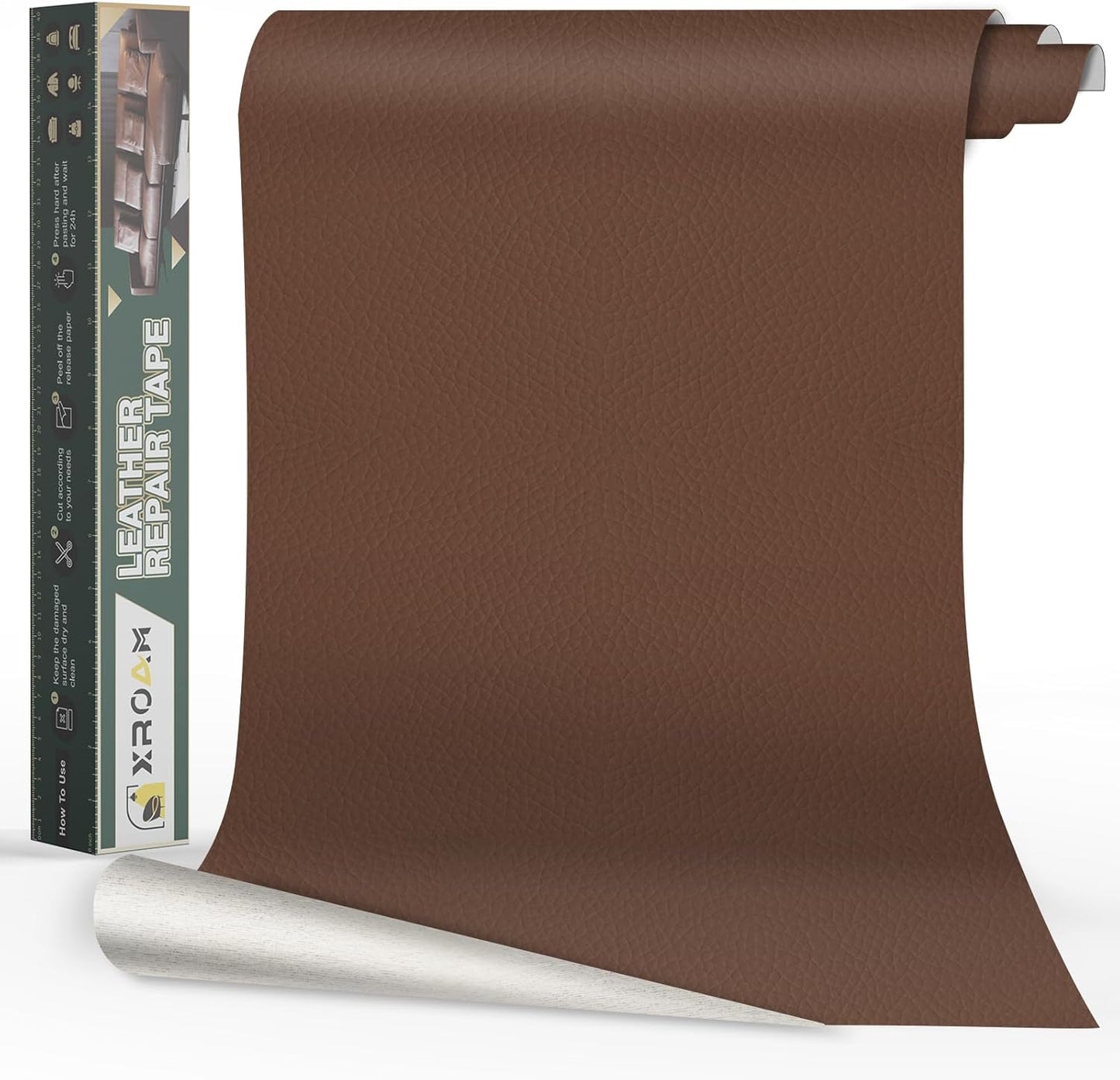Leather Repair Tape, 16x40 inch Leather Patches for Furniture, Self Adhesive Leather Repair Patch for Sofas, Couches, Leather Covers, Seats, Chairs, Vinyl Repair Tape Brown