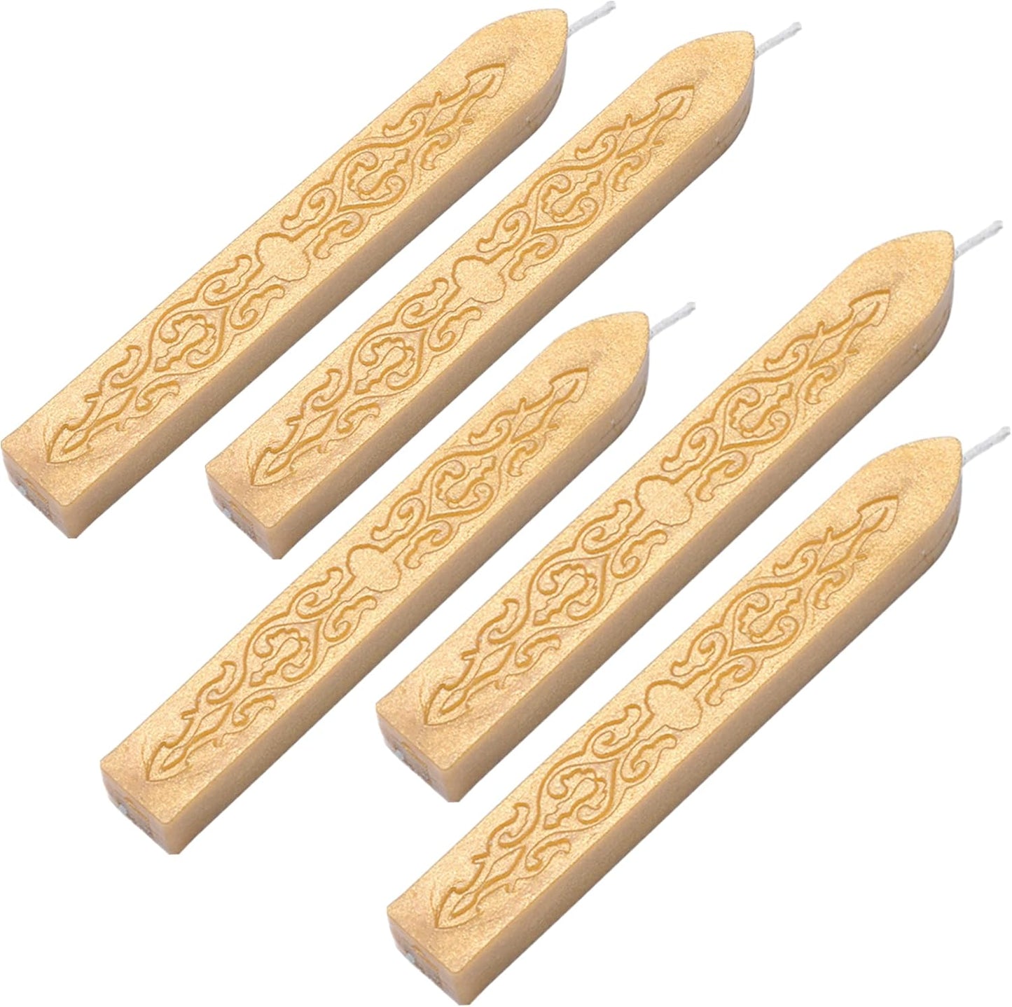 Yoption Sealing Wax Sticks with Wicks Antique Fire Manuscript Sealing Wax for Wax Seal Stamp (Light Golden)
