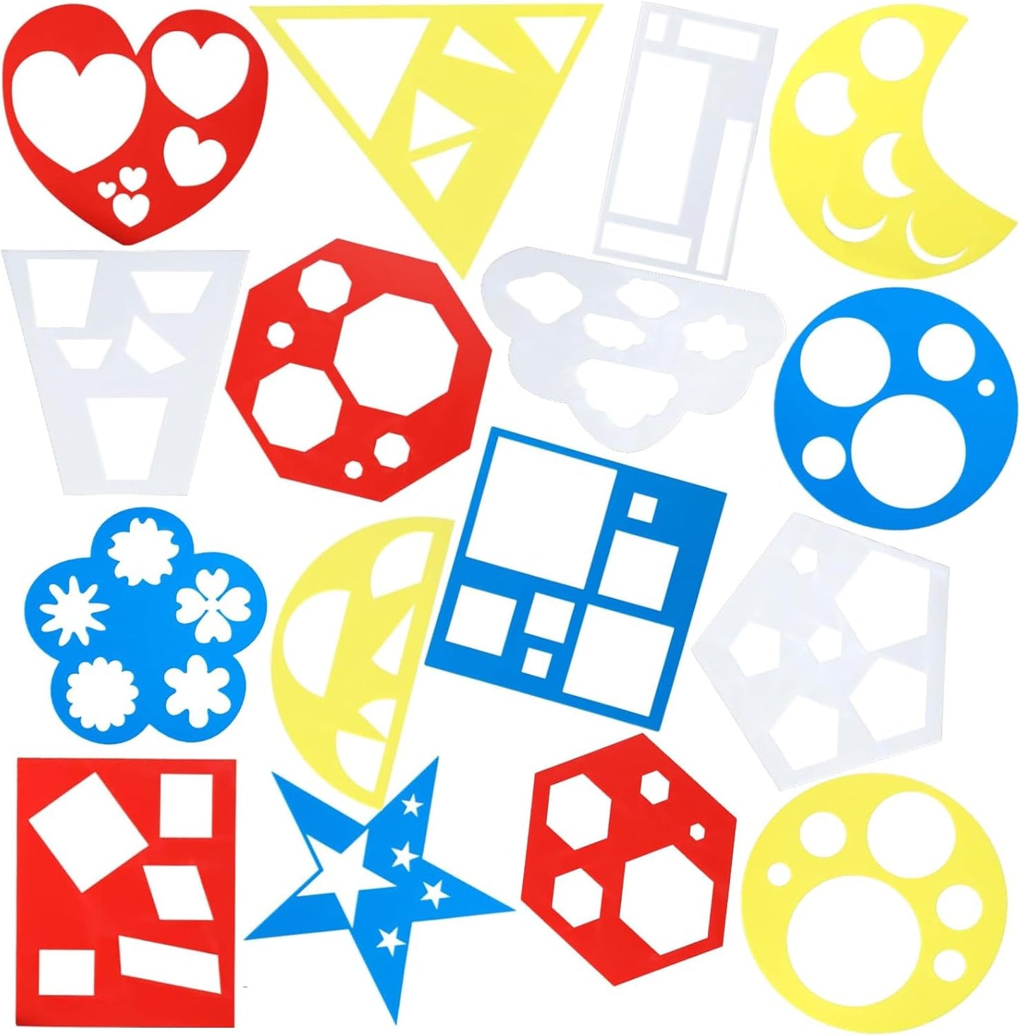 16 PCS Geometric Stencils Template for Kids Children Shapes Drawing Stencils Colorful Simple Drawing Art Painting Template for DIY Craft Toddlers Preschooler Learning Tool (Multicolor, 5.9x5.9 Inch)