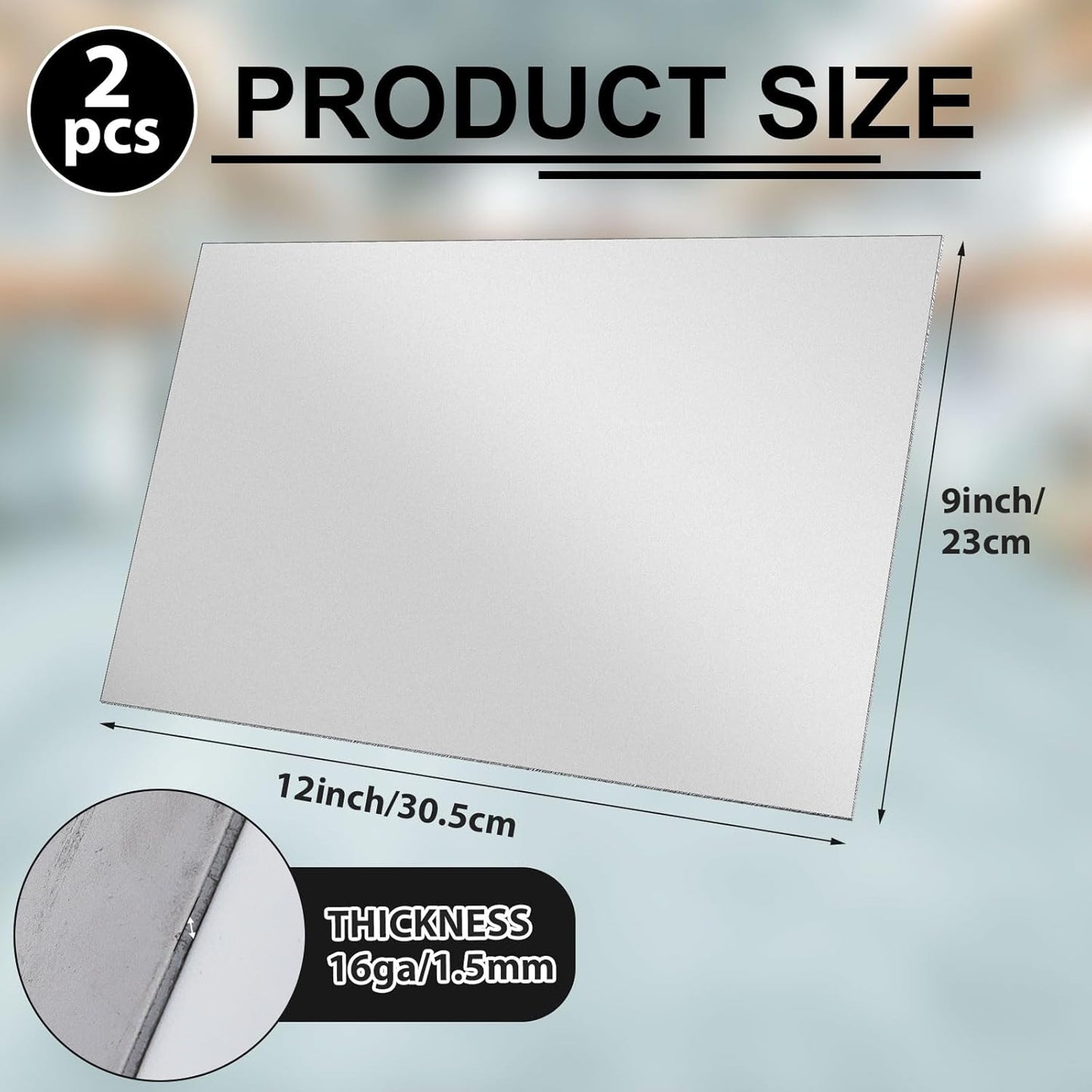 2 Pcs 16 Gauge Metal Steel Sheet 12 x 9 in Mild Cold Rolled Plate 0.06 in (1.5mm) Thick Weldable Carbon Square Metal Panels for Outside Industrial DIY Use Projects Weld Accessories