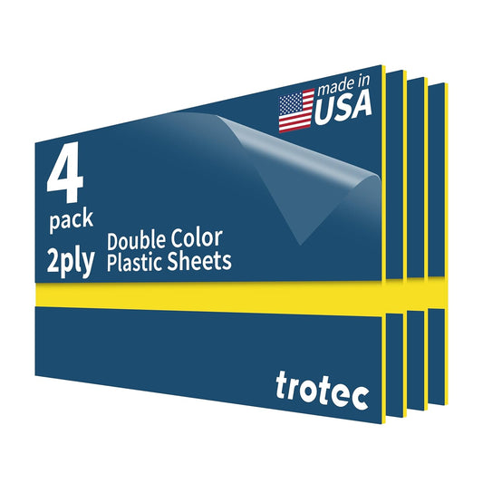 Trotec TroLase | 12"x24"x1/16", 4 Pcs | Sky Blue/Yellow | 2 Ply | Modified Acrylic | Laser Engraving Double Color Plastic Sheet | Engraving Blanks for Laser, Saw, Guillotine | Made in USA