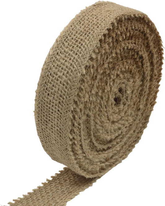 1" Wide Natural Burlap Fabric Roll - 10 Yards Jute Ribbon for Gift Wrapping, Wedding Decorations, Rustic Crafts, Wreaths & Home Decoration (2.5cm Wide)