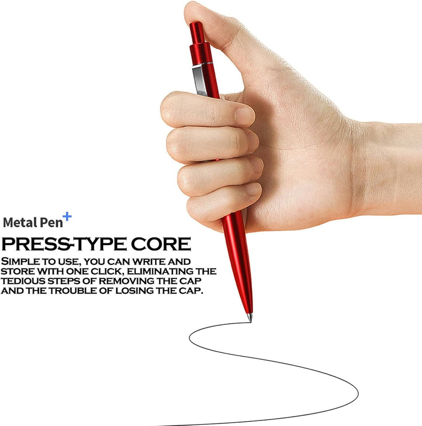 DUNBONG Red Metal Gel Pen, Black Ink, 0.5mm Retractable Ballpoint Pen (Red)