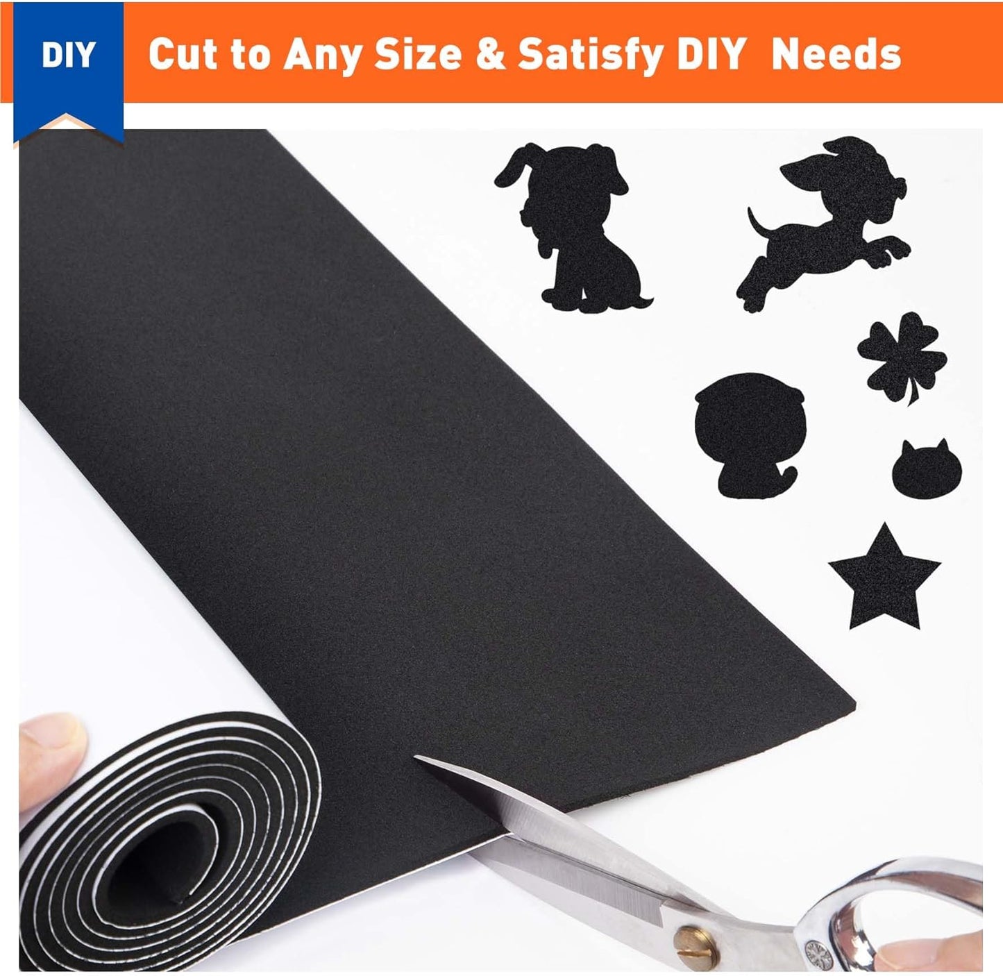 MAGZO Adhesive Foam Padding 1/8" Thick x 12" W x 59" L, Black Thin Neoprene Sheets, Closed Cell Foam Sheet Roll