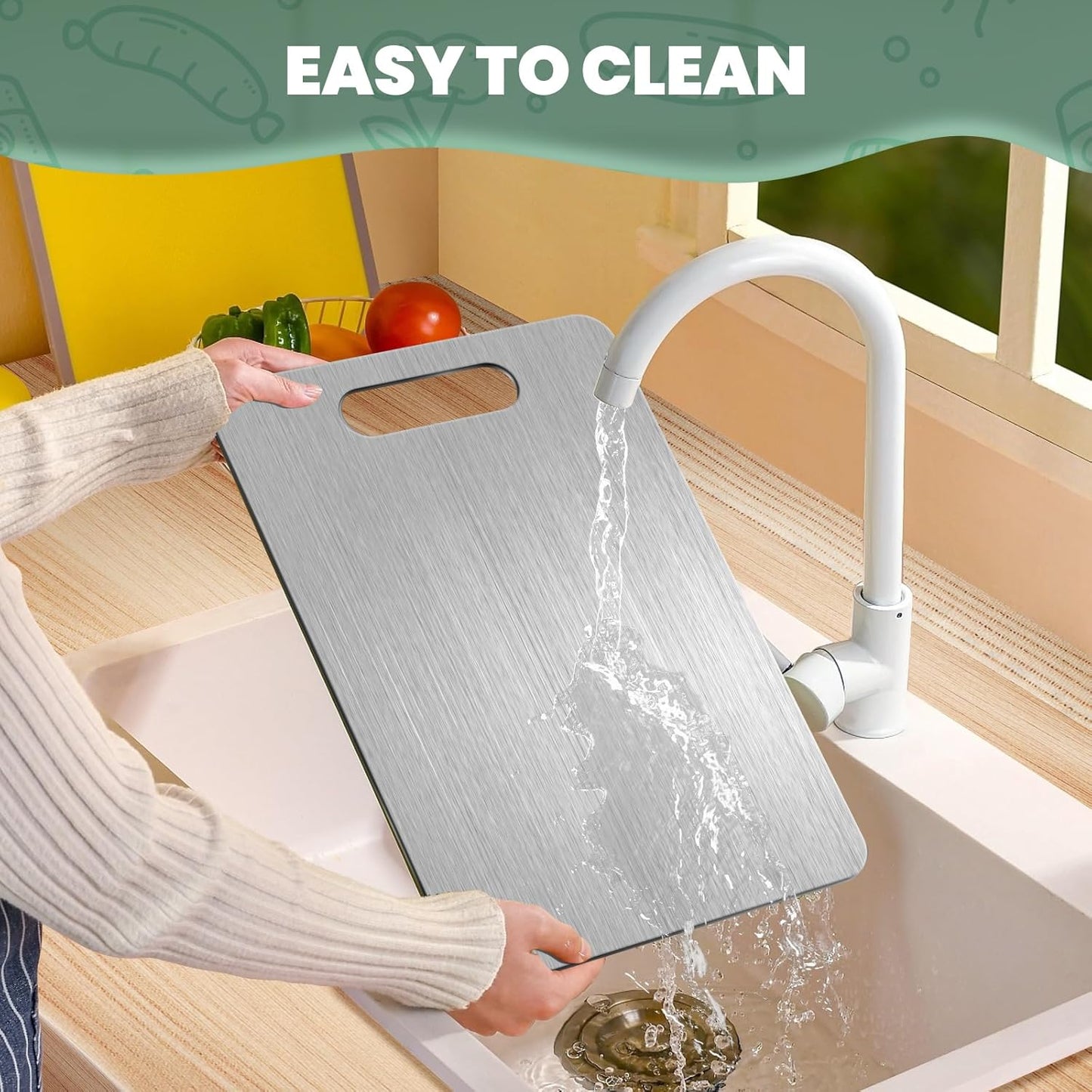 Titanium Cutting Board Set of 3,Premium Non-Slip,Food-Grade,Knife-Friendly Chopping Boards,Lightweight,Durable,Dishwasher Safe,Ideal for Meat Vegetables Fruits,Kitchen and Camping Essentials (3)