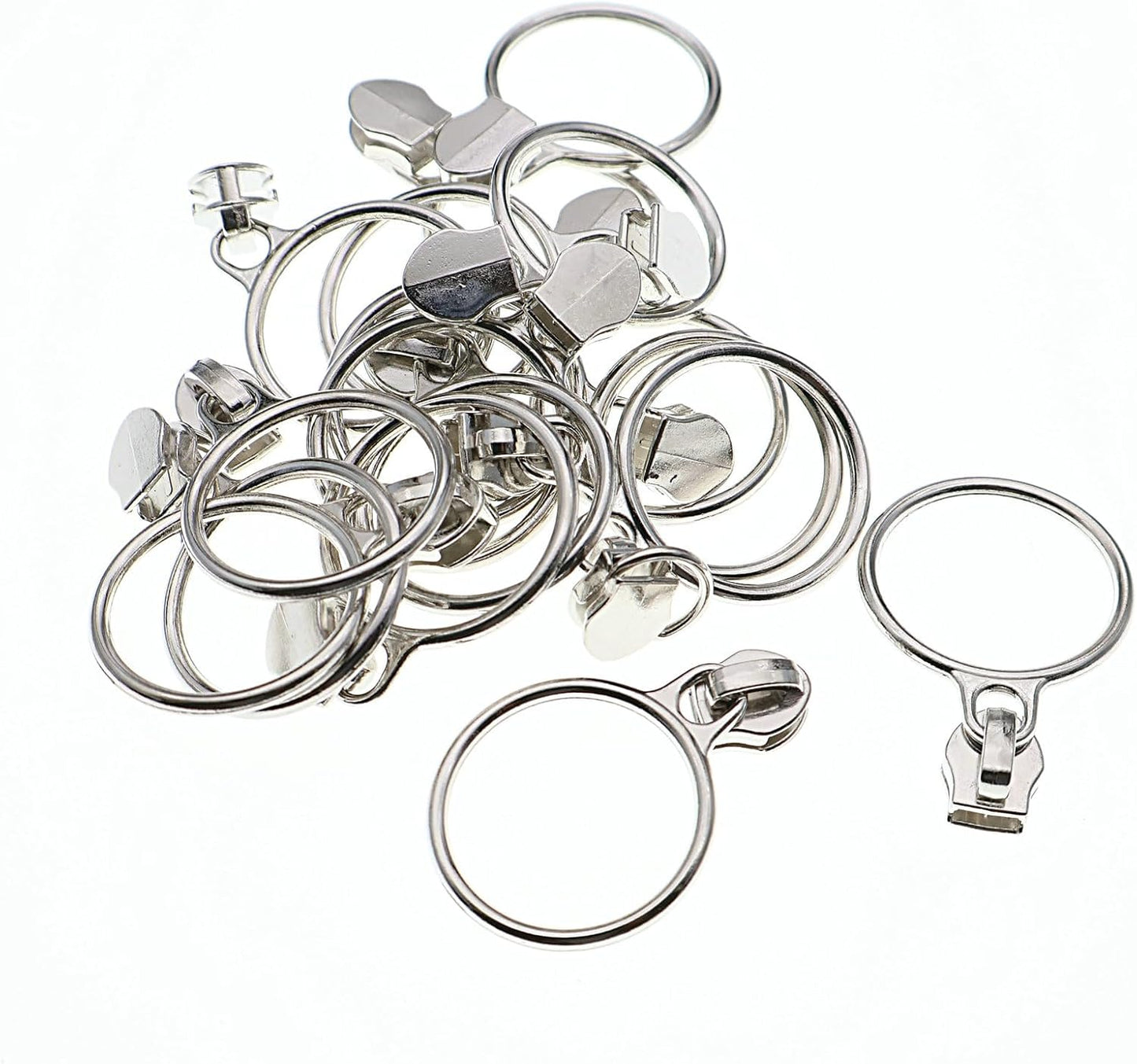 Leekayer #5 Silver Metallic Nylon Coil Zippers by The Yard Bulk 10 Yards White Zipper Tape with 25pcs Silver Ring Pull Sliders for DIY Sewing Tailor Craft Bag(White)