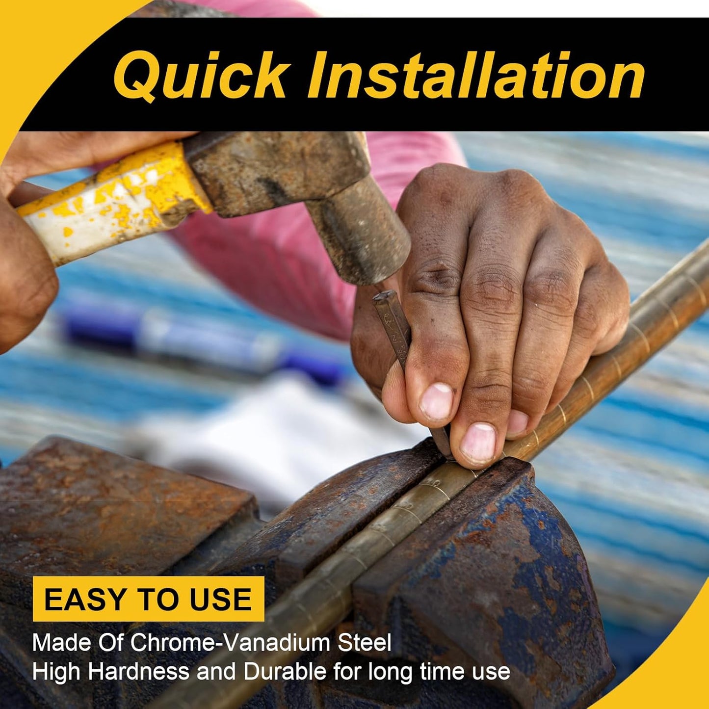 WorkBless 1/2-Inch Metal Stamping Kit, 36 Pack Steel Letter Stamp Set with 2 Punch Tools, Includes A-Z Alphabet, Number 0-8, & Symbol, for Metal, Wood, Leather, and Plastic Crafting