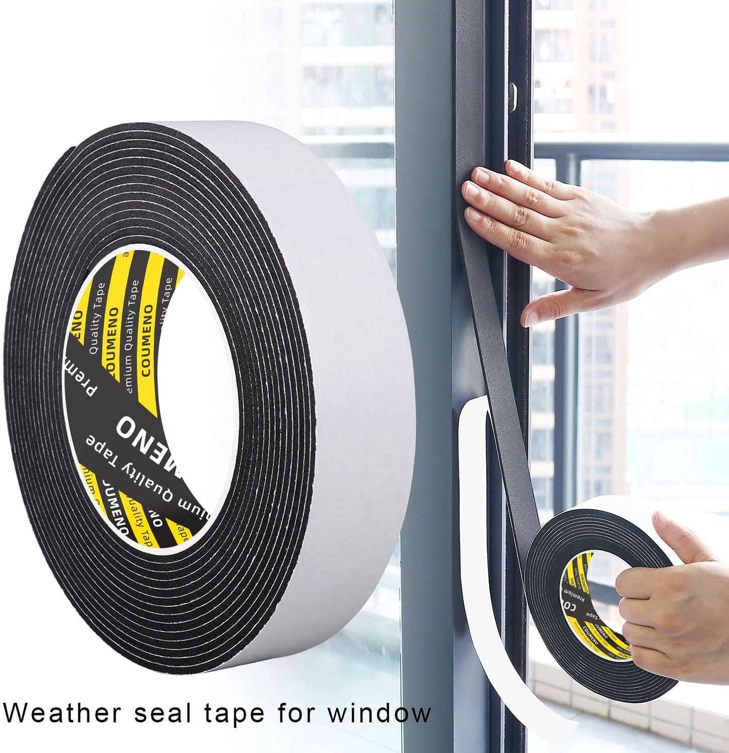 2 Pack EVA Single-Sided Adhesive Black Foam Tape,2inx16.4FT Single-Sided Sealing Strip Foam Pad Sponge Tape Window Weatherproof, Self-Adhesive Insulation Sealing Tape