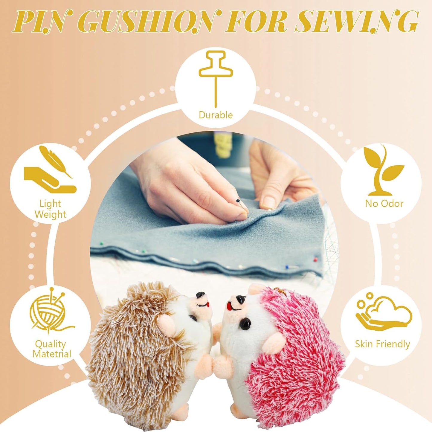 2 Hedgehog Sewing Pincushion with 200 Pieces Sewing Pins Set for Sewing DIY Projects Jewelry Decor Dressmaker