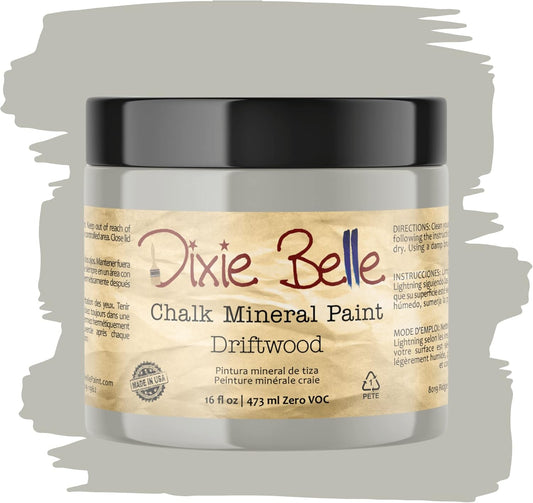 Dixie Belle Paint Company Chalk Finish Furniture Paint - Driftwood (16oz) - Matte Light Gray Chic Chalk Mineral DIY Furniture Paint