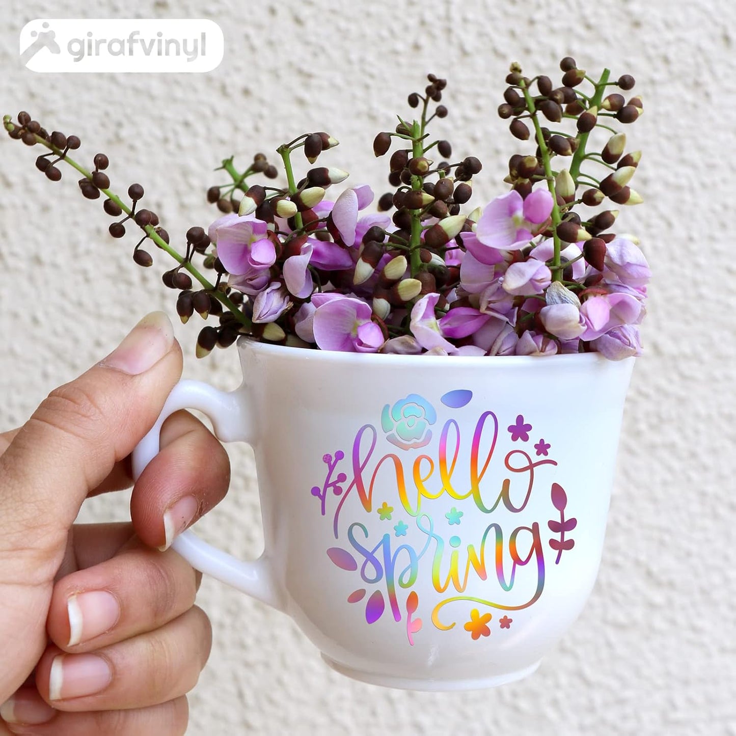 GIRAFVINYL Rose Gold Holographic Vinyl Permanent, Rose Gold Permanent Vinyl 6 Sheets Pink Adhesive Viny1 for DIY Cup, Home, Car Christmas Decorations, 12" x 12"