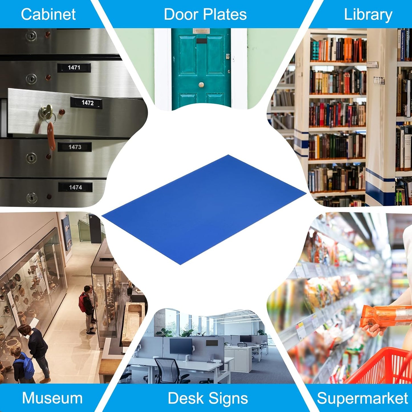 PATIKIL 6x10 Inch Anodized Aluminum Sheet Metal, 5Pcs Laser Plates Engraving Blanks 0.5MM Thin Rectangle for Crafting DIY House Laser Engraving, Blue