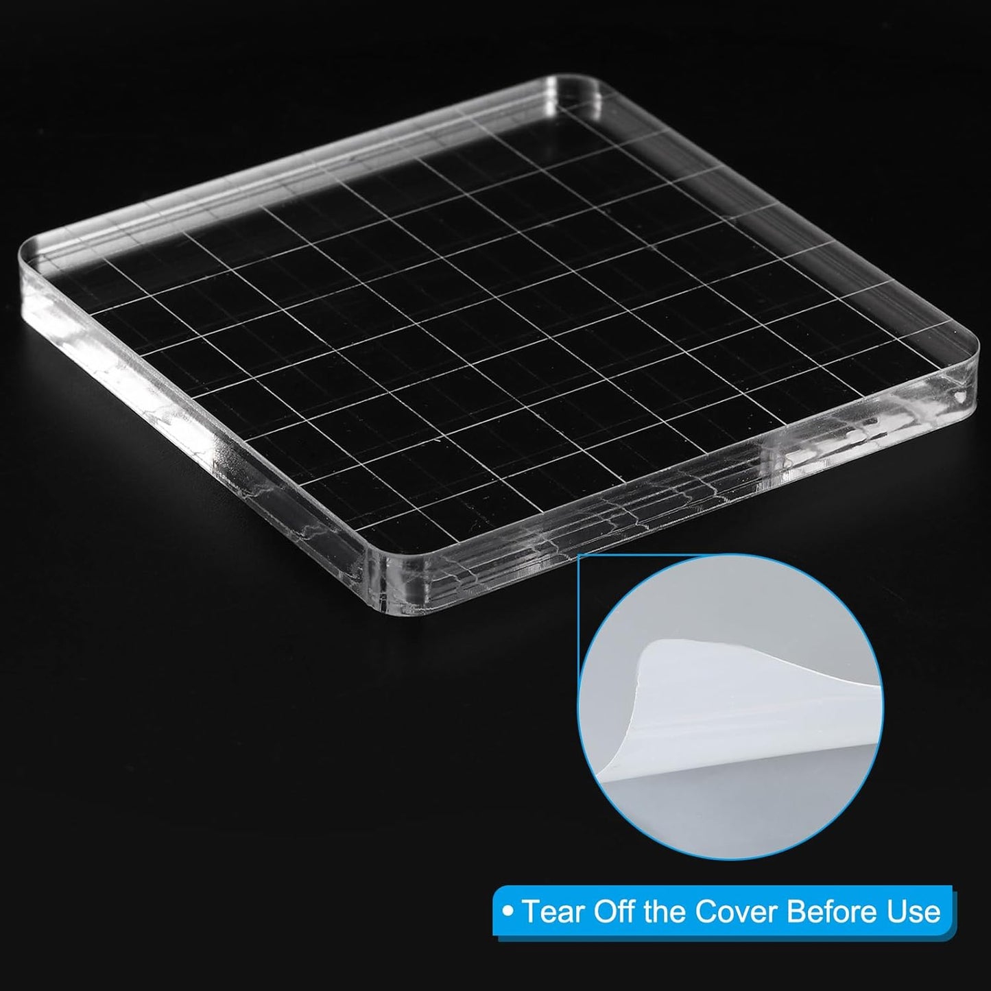 PATIKIL Acrylic Stamp Block, 3 Pack Stamping Block Square Shape with Lines Decorative Mounting Blocks Set for Scrapbooking DIY Crafts Card Making, 2x2