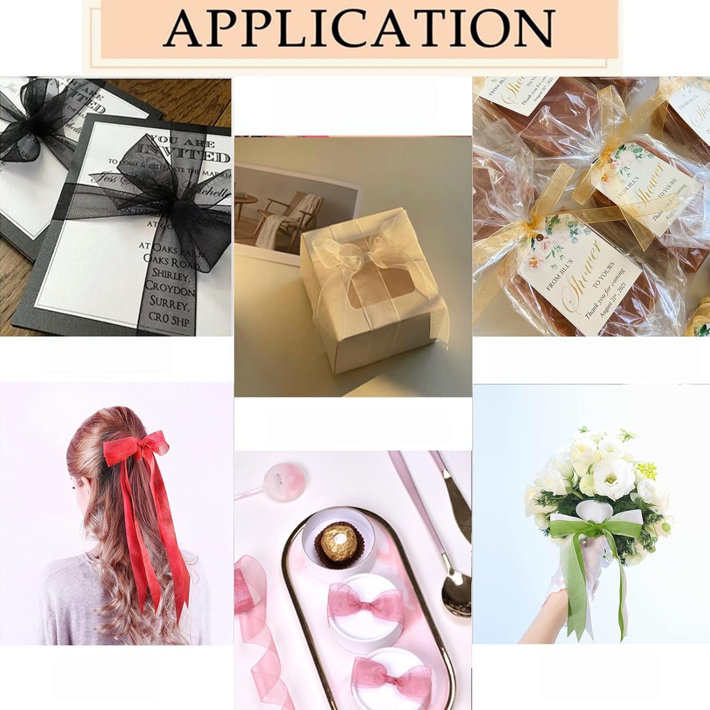 White Ribbon for Gifts Wrapping, 1 inch 50Yard Sheer Organza Ribbon, Gift Wrap Chiffon Fabric Ribbons for Flower Bouquet, Christmas, Mothers Day, Wedding, Crafts, Party Decoration