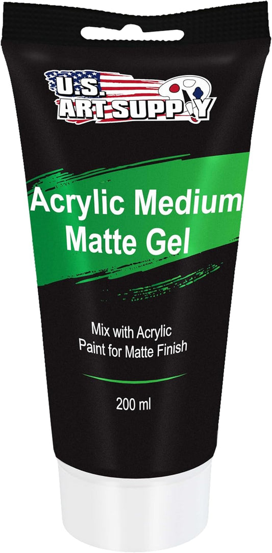 U.S. Art Supply Clear Acrylic Medium Matte Gel, 200ml - (6.7 Ounce) Tube - Increase Viscosity & Transparency in Acrylic Paints