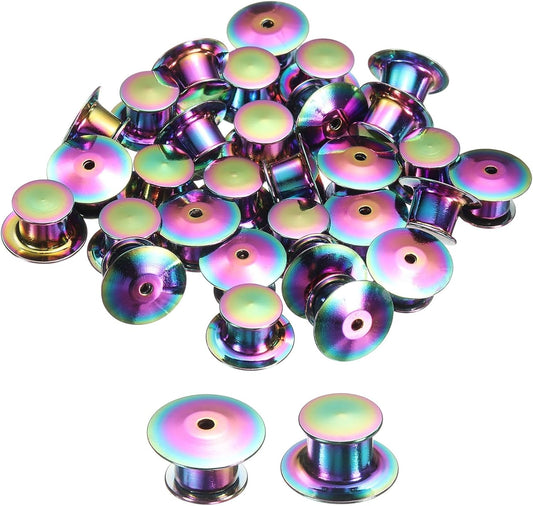 uxcell 40Pcs Metal Locking Pin Backs, Pin Keepers Locking Clasp Flat Head Clamp Needle Back Lock for DIY Brooch Crafts Badges Enamel Lapel, Multicolor