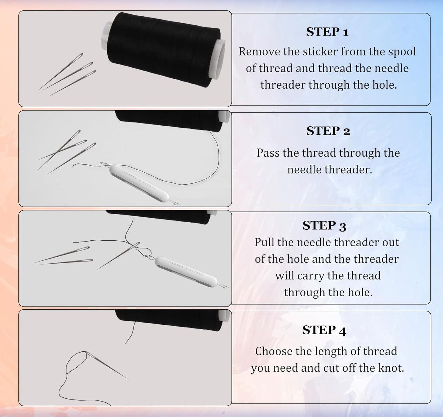 Serger Thread 4 Cones 3000 Yards Each Spool All Purpose Polyester Thread 40S/2 for Sewing, Serger, Overlock, Quilting, Piecing - Black+White