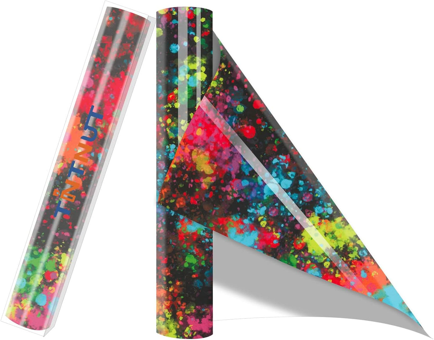 Tintnut Splash Heat Transfer Vinyl Roll - 12" x 5ft Mutilcolor Watercolor Ink Patterned HTV Splatter Iron On Vinyl DIY T-Shirts Hats Clothes Canvas Bags