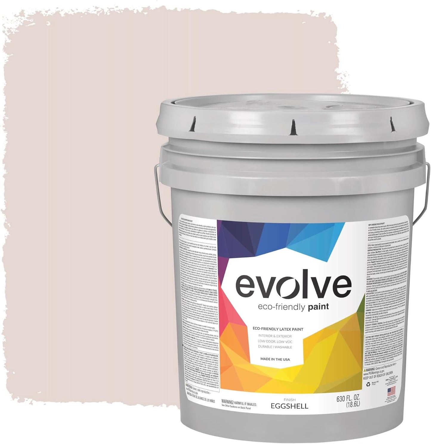 EVOLVE Paint & Primer: Environment-friendly, Low Sheen with One-coat Coverage for Interior & Exterior surfaces (Pale Pink, 5-Gallon)