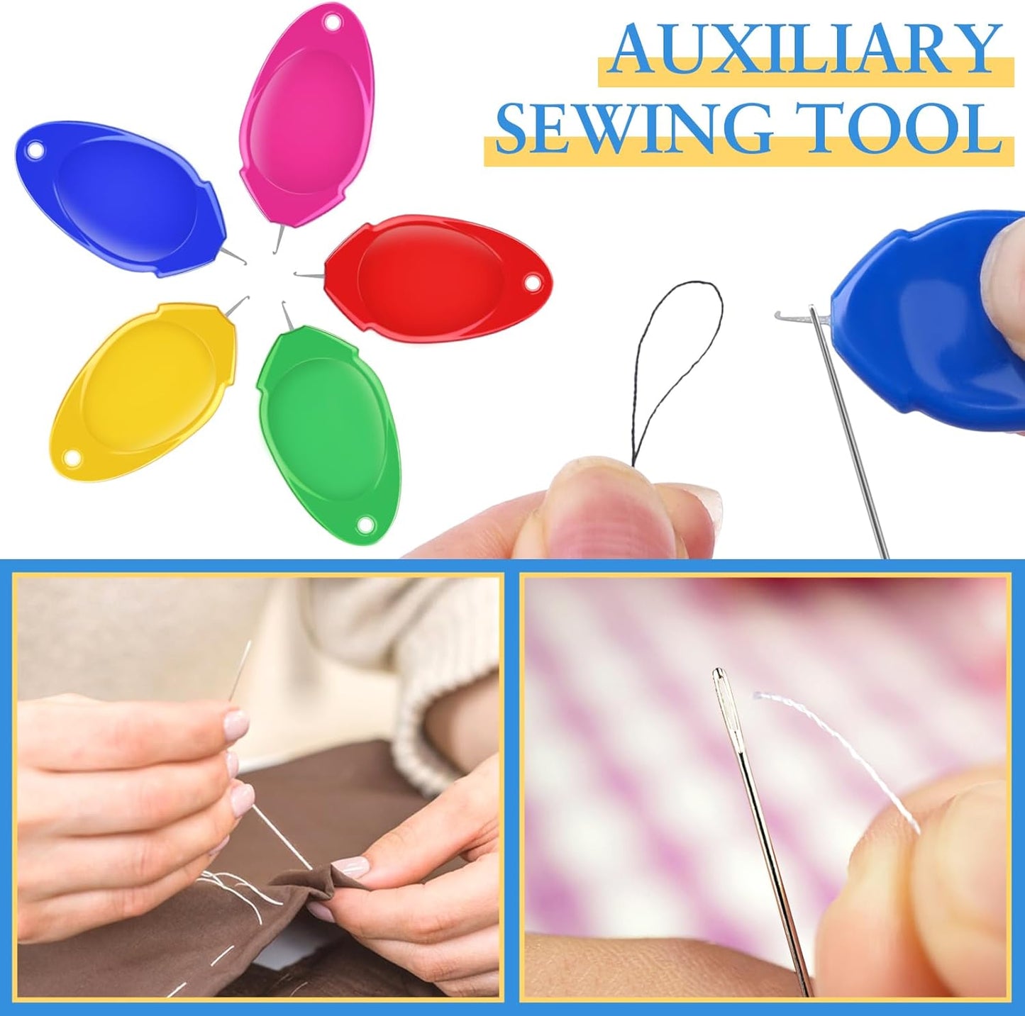 Fedmut 35PCS Needle Threaders for Hand Sewing, Sewing Machine Needle Threader Simple Thumb Shape with Clear Box for Craft Work, Sewing Machine, Embroidery Floss and Cross-Stitch - 5 Colors