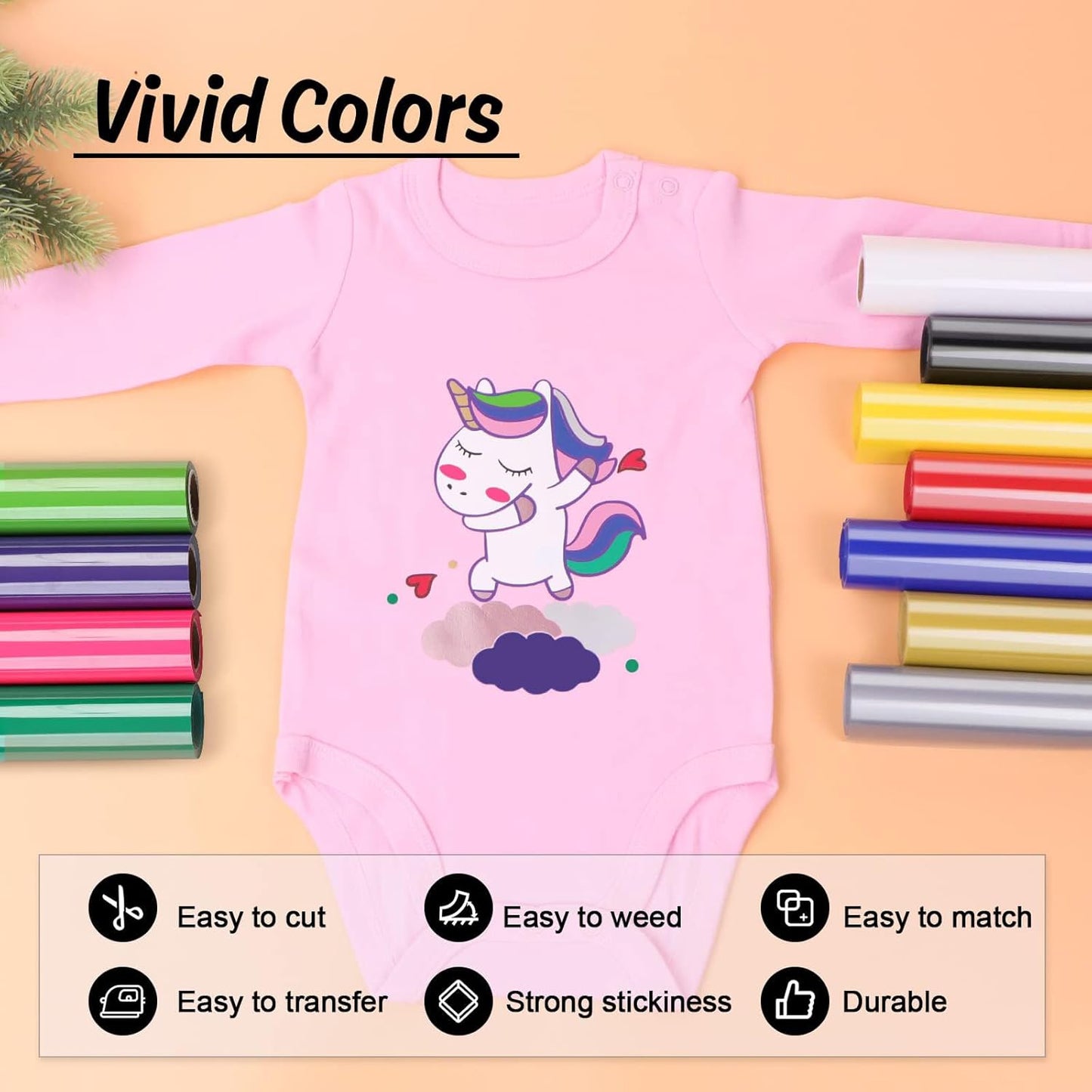 HTVRONT HTV Vinyl Rolls Heat Transfer Vinyl - 12" x 5ft Camel HTV Vinyl for Shirts, Iron on Vinyl for All Cutter Machine - Easy to Cut & Weed for Heat Vinyl Design (Camel)