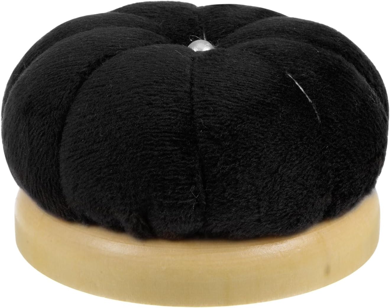 HARFINGTON Wooden Base Needle Pincushions Japanese Style Pin Cushions Round Pin Cushion Needle Holder for Sewing Quilting Needlework DIY Crafts, Black