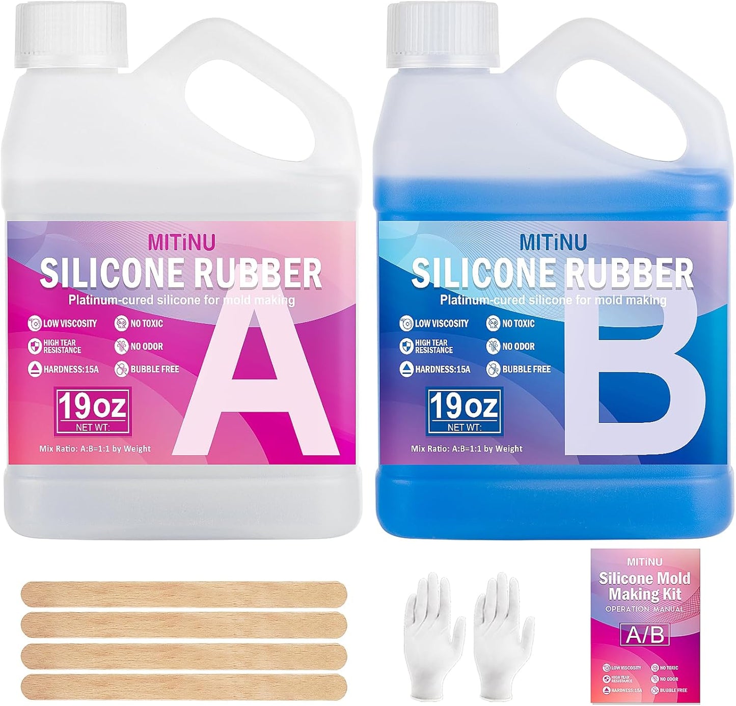 38 oz Liquid Silicone Mold Making Kit, 15A Mold Making Liquid Silicone Rubber, Volume Ratio 1:1, Color Sapphire Blue, Suitable for Making Silicone Molds for Resin, Soap, Concrete, Wax