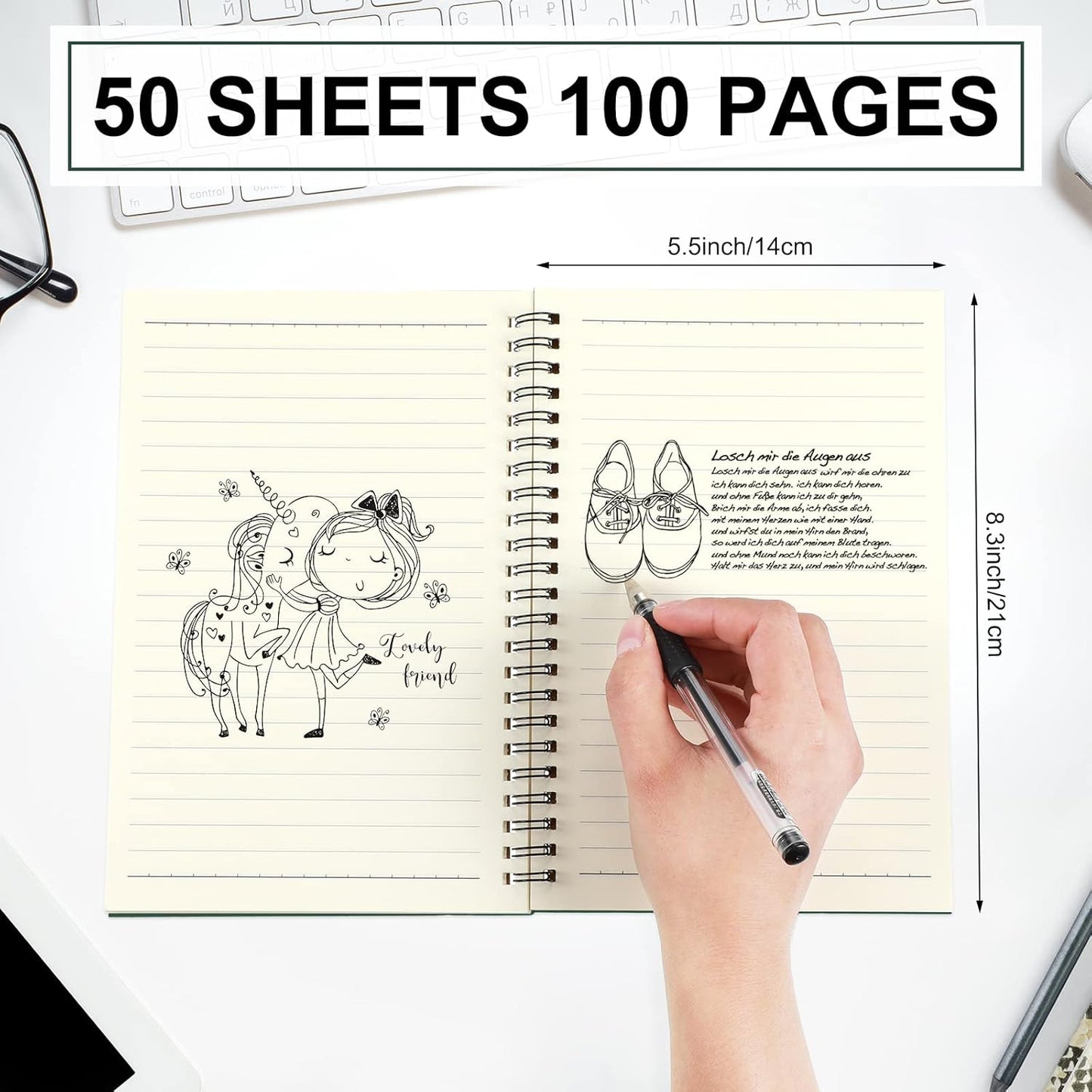 Yahenda 18 Pcs Spiral Notebook Bulk A5 Journal Lined 8.3'' x 5.5'' Writing Composition Paper Small Notepad Subject Notebook for Students Office Business Back to School Supplies (Deep Green)